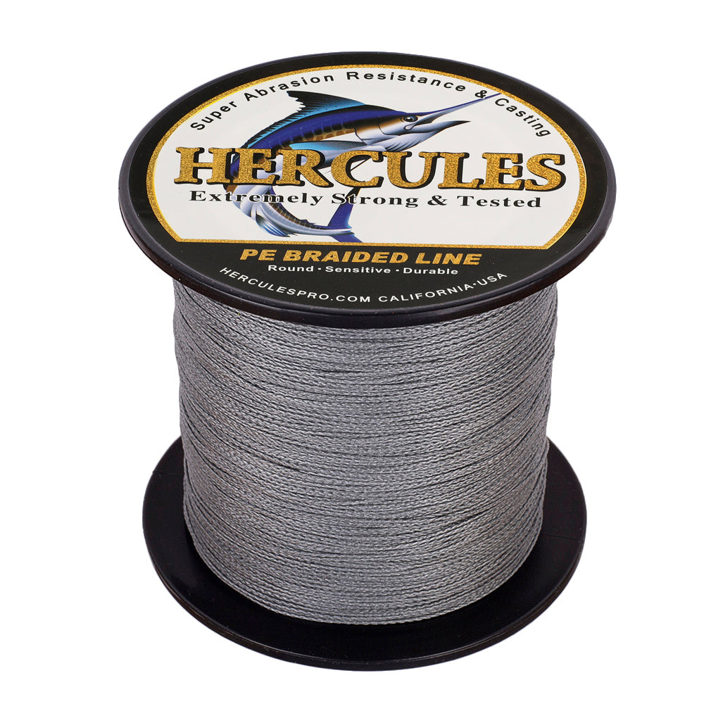 HERCULES 100M-2000M Grey 6lb-100lb PE Braided Fishing Line 4 Strands HERCULES
