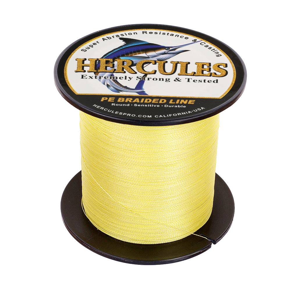 HERCULES 100M-2000M Yellow 6lb-100lb PE Braided Fishing Line 4 Strands HERCULES