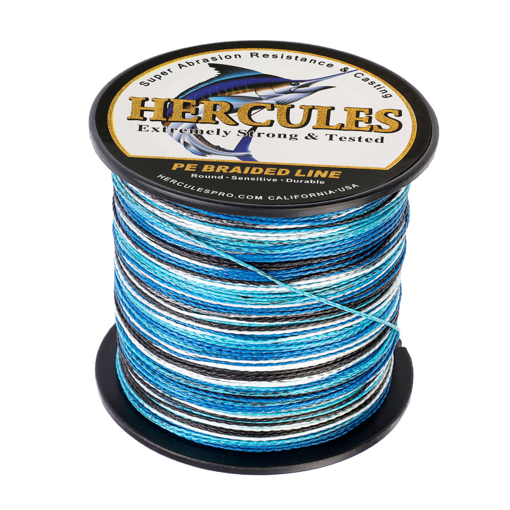 HERCULES 100M-2000M Blue Camo 6lb-100lb PE Braided Fishing Line 4 Strands HERCULES