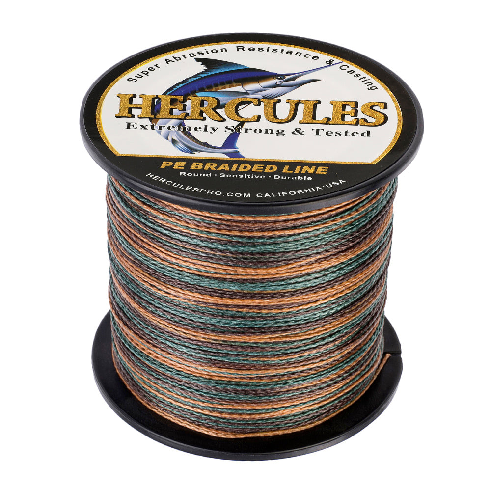HERCULES 100M-2000M Camouflage 6lb-100lb PE Braided Fishing Line 4 Strands HERCULES