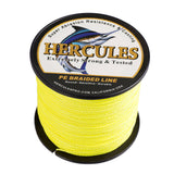 HERCULES 100M-2000M Fluorescent Yellow 6lb-100lb PE Braided Fishing Line 4 Strands HERCULES