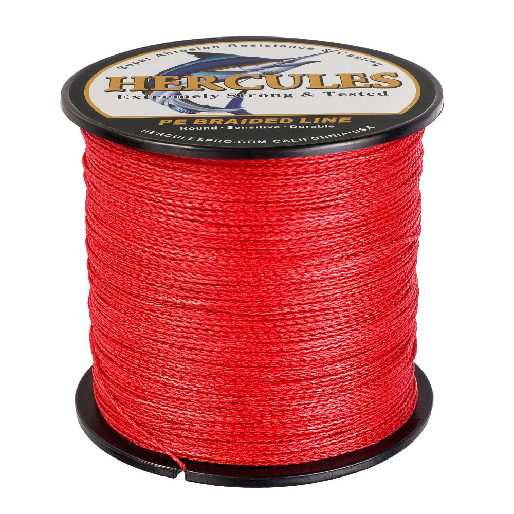 HERCULES 100M-2000M Red 6lb-100lb PE Braided Fishing Line 4 Strands HERCULES