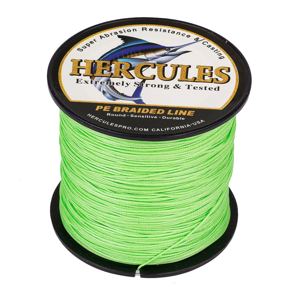 HERCULES 100M-2000M Fluorescent Green 10lb-300lb PE Braided Fishing Line 8 Strands HERCULES
