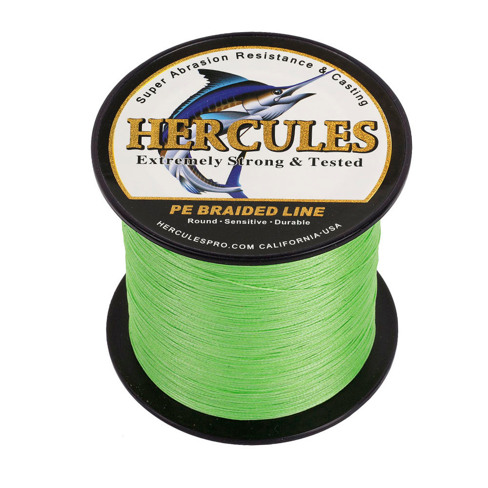 HERCULES 100M-2000M Fluorescent Green 10lb-300lb PE Braided Fishing Line 8 Strands HERCULES
