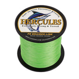 HERCULES 100M-2000M Fluorescent Green 10lb-300lb PE Braided Fishing Line 8 Strands HERCULES