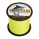 HERCULES 100M-2000M Fluorescent Yellow 10lb-300lb PE Braided Fishing Line 8 Strands HERCULES