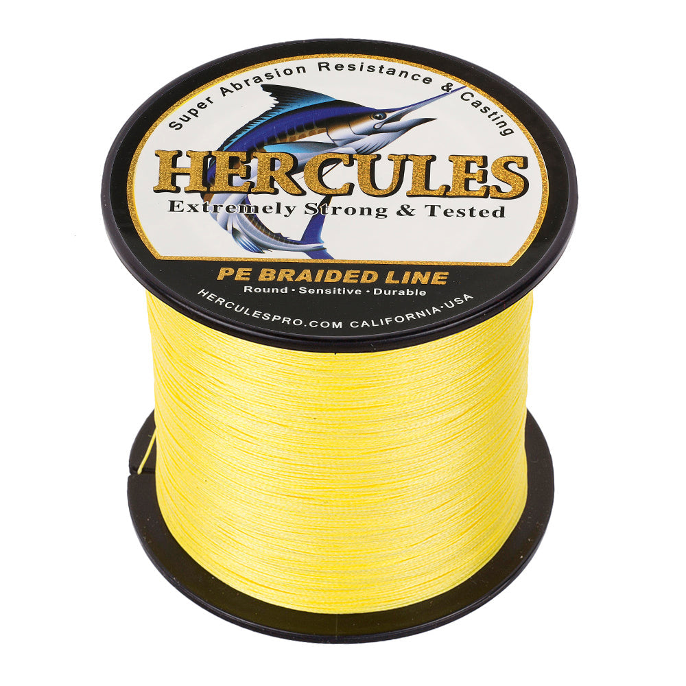 HERCULES 100M-2000M Yellow 10lb-300lb PE Braided Fishing Line 8 Strands HERCULES