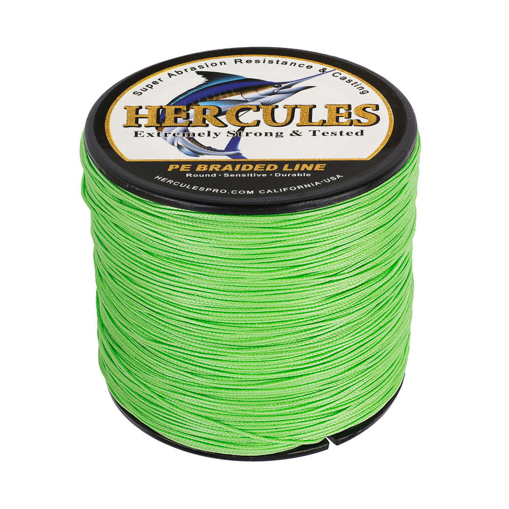 HERCULES 100M-2000M Fluorescent Green 10lb-300lb PE Braided Fishing Line 8 Strands HERCULES