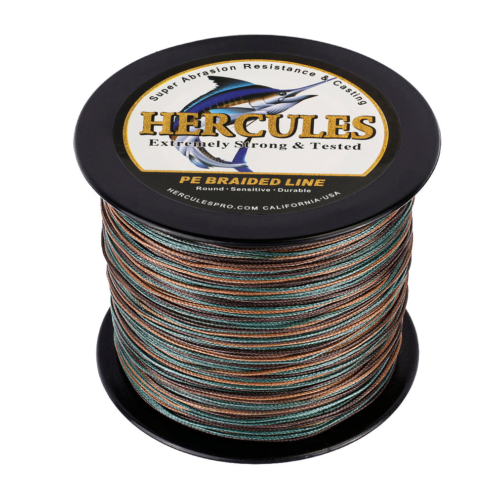 HERCULES 100M-2000M Camouflage 10lb-300lb PE Braided Fishing Line 8 Strands HERCULES