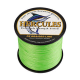 HERCULES 100M-2000M Fluorescent Green 6lb-100lb PE Braided Fishing Line 4 Strands HERCULES