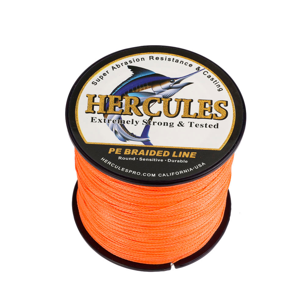 HERCULES 100M-2000M Orange 6lb-100lb PE Braided Fishing Line 4 Strands HERCULES