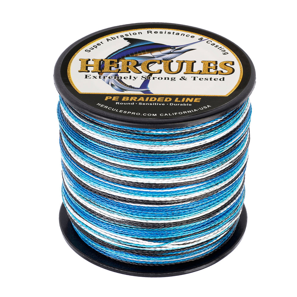 HERCULES 100M-2000M Blue Camo 6lb-100lb PE Braided Fishing Line 4 Strands HERCULES