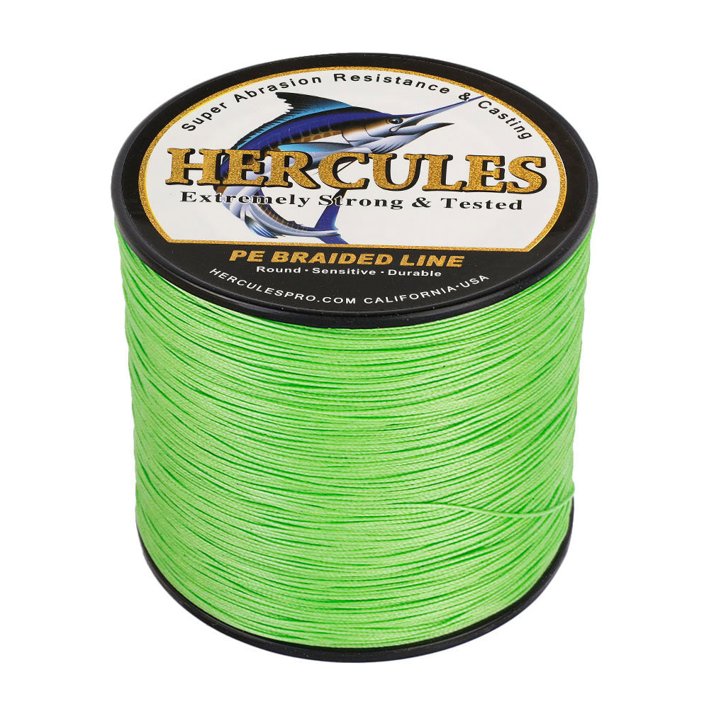 HERCULES 100M-2000M Fluorescent Green 10lb-300lb PE Braided Fishing Line 8 Strands HERCULES