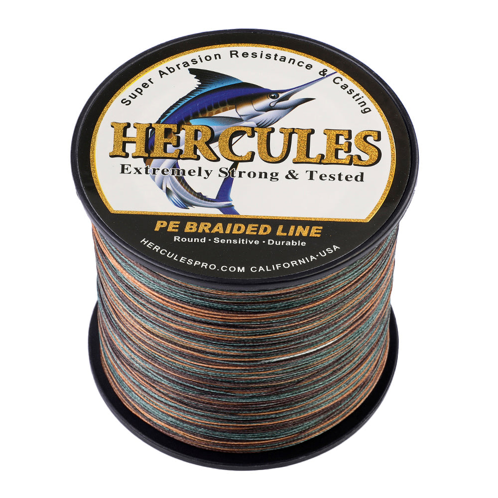 HERCULES 100M-2000M Camouflage 10lb-300lb PE Braided Fishing Line 8 Strands HERCULES