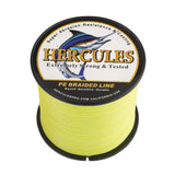 HERCULES 100M-2000M Fluorescent Yellow 10lb-300lb PE Braided Fishing Line 8 Strands HERCULES