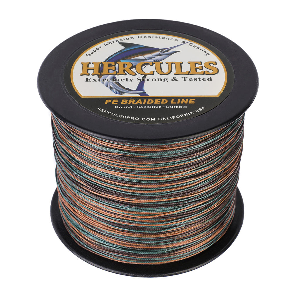 HERCULES 100M-2000M Camouflage 10lb-300lb PE Braided Fishing Line 8 Strands HERCULES