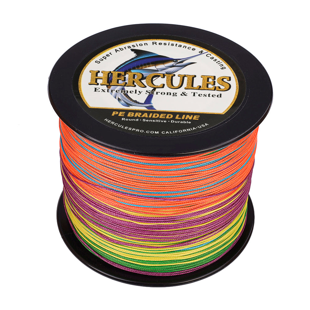 HERCULES 100M-2000M Multicolor 10lb-300lb PE Braided Fishing Line 8 Strands HERCULES