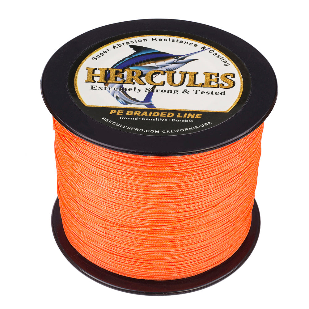 HERCULES 100M-2000M Orange 10lb-300lb PE Braided Fishing Line 8 Strands HERCULES