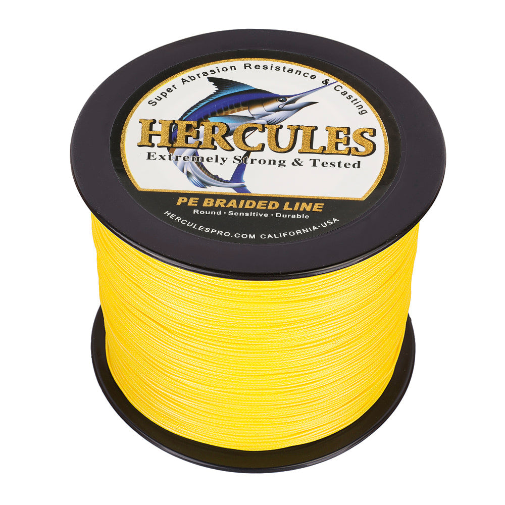 HERCULES 100M-2000M Yellow 10lb-300lb PE Braided Fishing Line 8 Strands HERCULES