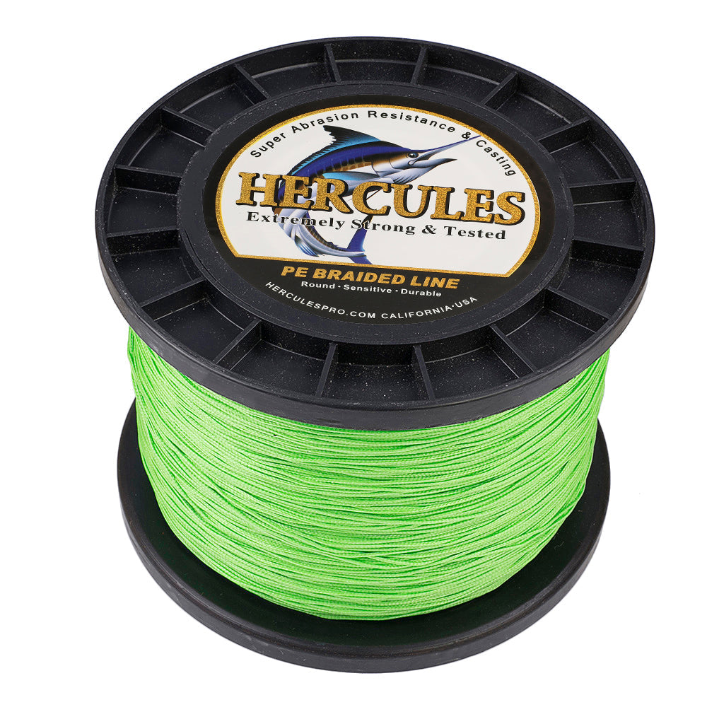 HERCULES 100M-2000M Fluorescent Green 10lb-300lb PE Braided Fishing Line 8 Strands HERCULES