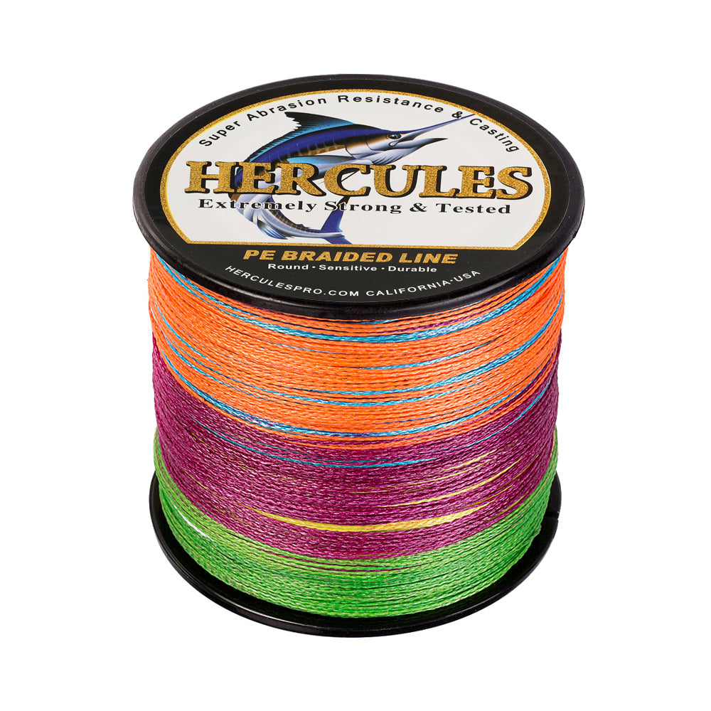 HERCULES 100M-2000M Multicolor 6lb-100lb PE Braided Fishing Line 4 Strands HERCULES