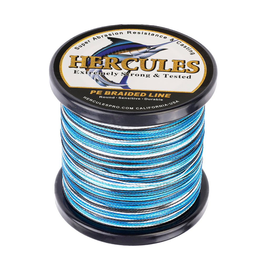HERCULES 100M-2000M Blue Camo 6lb-100lb PE Braided Fishing Line 4 Strands HERCULES
