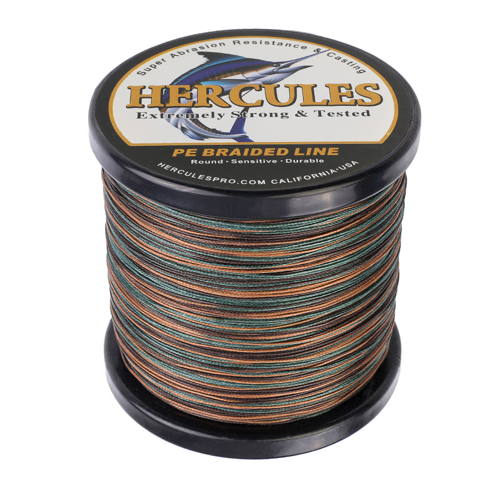 HERCULES 100M-2000M Camouflage 10lb-300lb PE Braided Fishing Line 8 Strands HERCULES
