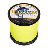 HERCULES 100M-2000M Fluorescent Yellow 10lb-300lb PE Braided Fishing Line 8 Strands HERCULES