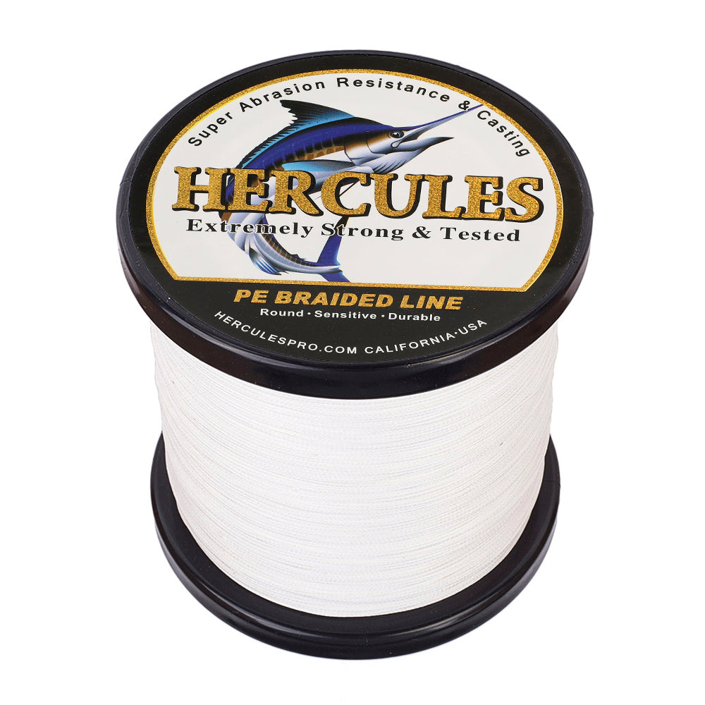 HERCULES 100M-2000M White 10lb-300lb PE Braided Fishing Line 8 Strands HERCULES