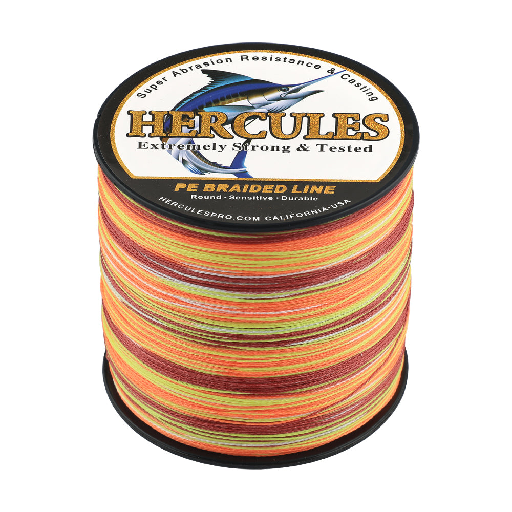 HERCULES 100M-2000M Fire Color 6lb-100lb PE Braid Fishing Line 4 Strands HERCULES