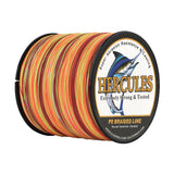 HERCULES 100M-2000M Fire Color 6lb-100lb PE Braid Fishing Line 4 Strands HERCULES