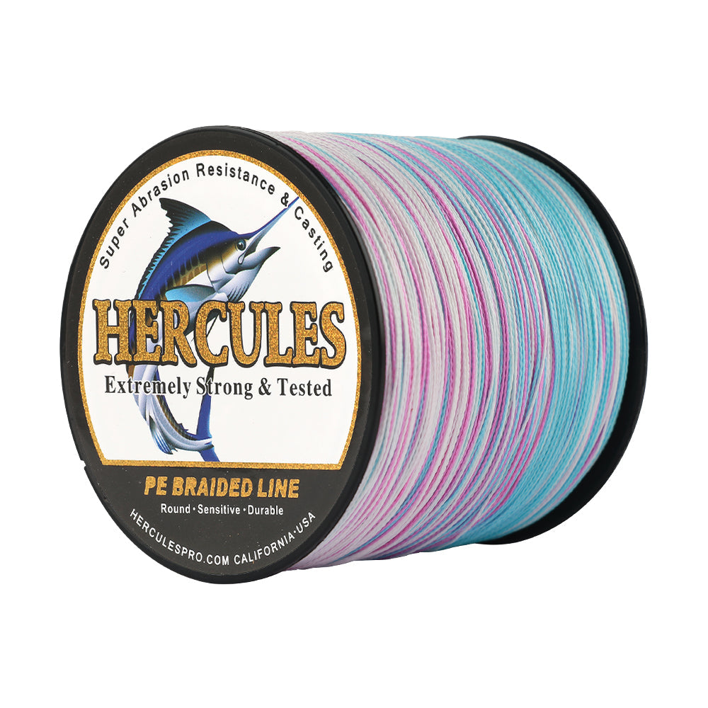 HERCULES 100M-2000M Pastel Tricolor 6lb-100lb PE Braid Fishing Line 4 Strands HERCULES