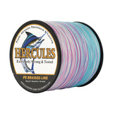 HERCULES 100M-2000M Pastel Tricolor 6lb-100lb PE Braid Fishing Line 4 Strands HERCULES
