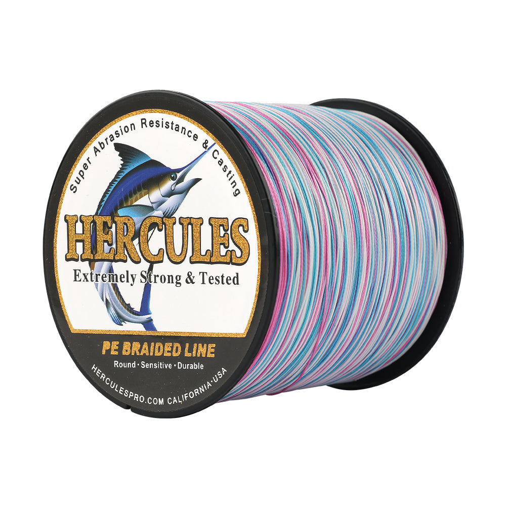 HERCULES 100M-2000M Pastel Tricolor 10lb-300lb PE Braid Fishing Line 8 Strands HERCULES