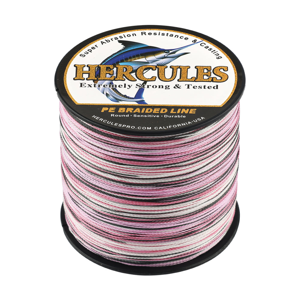 HERCULES 100M-2000M Pink Camo 6lb-100lb PE Braid Fishing Line 4 Strands HERCULES