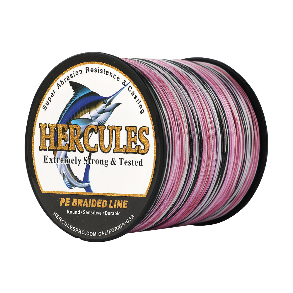 HERCULES 100M-2000M Pink Camo 10lb-300lb PE Braid Fishing Line 8 Strands HERCULES
