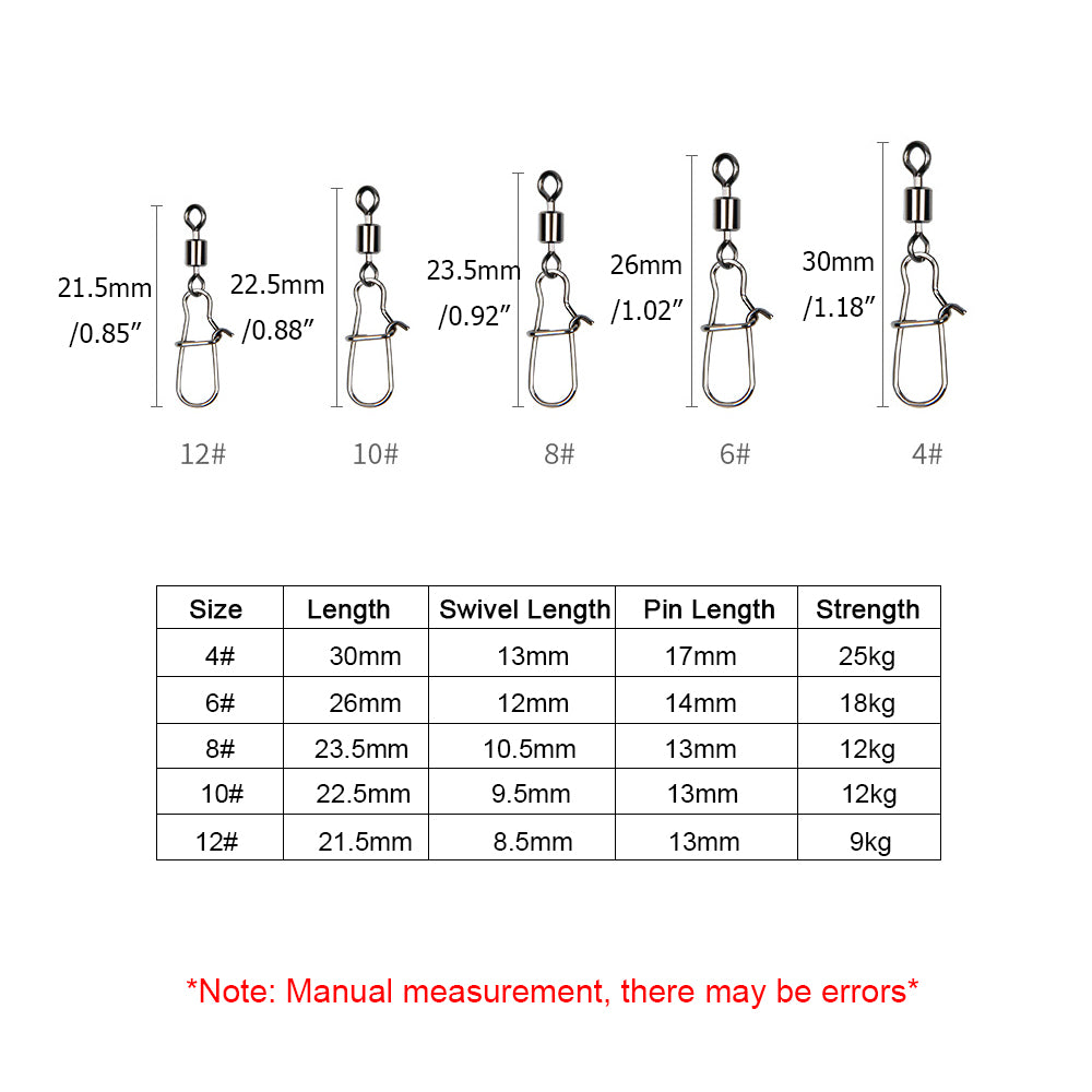 High-Strength Swivel with B-shaped Pin for Fishing, Pack of 20pcs HERCULES