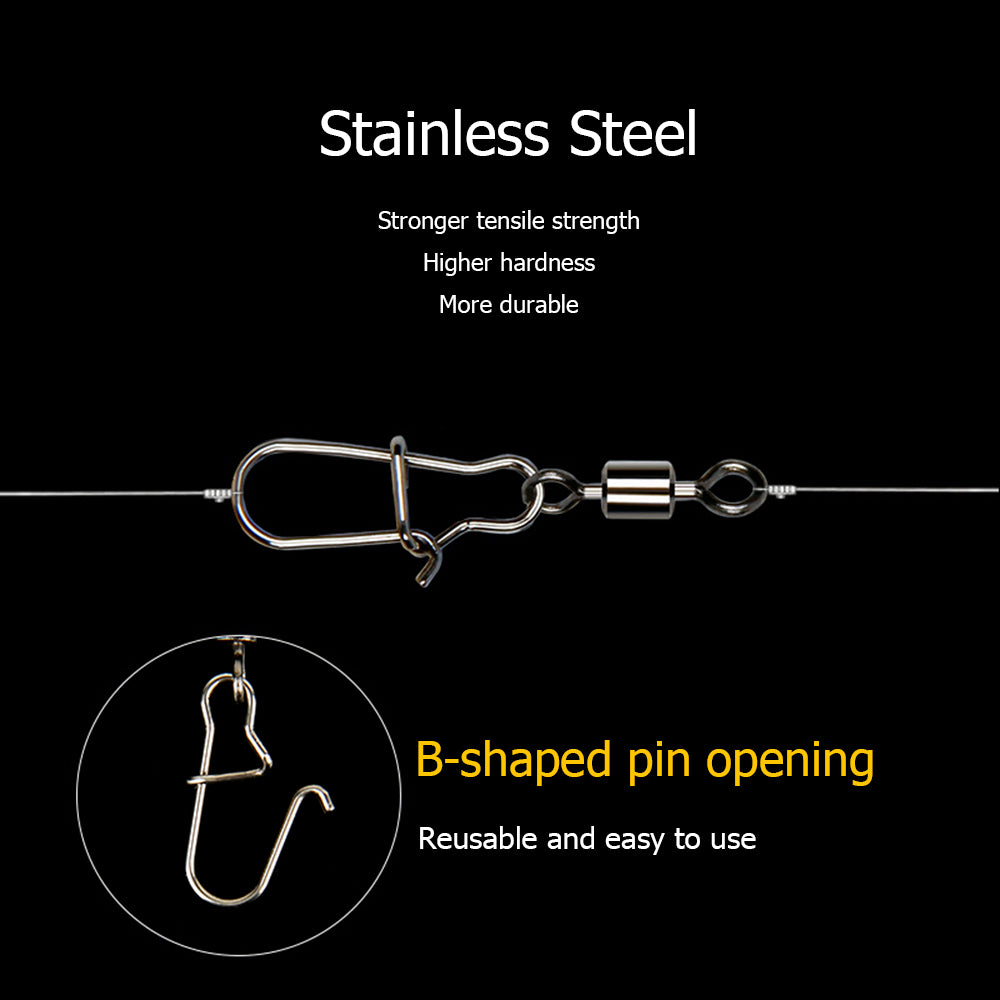 High-Strength Swivel with B-shaped Pin for Fishing, Pack of 20pcs HERCULES