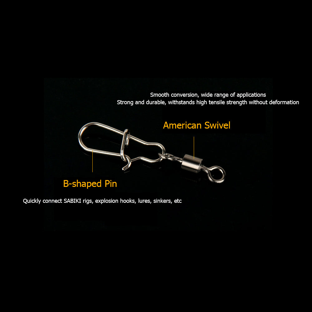 High-Strength Swivel with B-shaped Pin for Fishing, Pack of 20pcs HERCULES