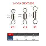 Fishing Rolling Swivel Snap Pack of 100, #8 #10 #12