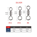 Fishing Rolling Swivel Snap Pack of 100, #8 #10 #12 HERCULES