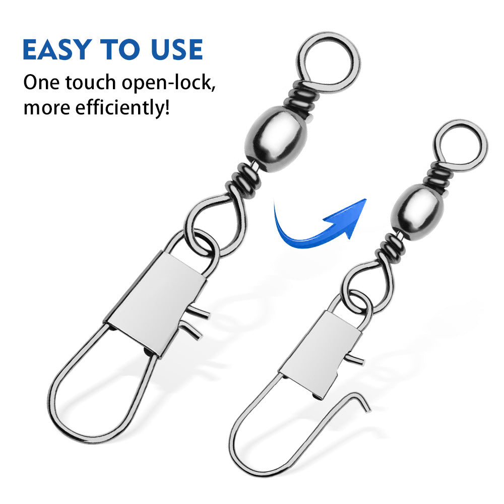 Fishing Snap Swivels with Barrel Swivel 5/0#-12#, Pack of 100pcs HERCULES