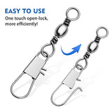 Fishing Snap Swivels with Barrel Swivel 5/0#-12#, Pack of 100pcs HERCULES