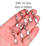 Fishing Snap Swivels with Barrel Swivel 5/0#-12#, Pack of 100pcs HERCULES