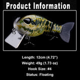 HERCULES Multi-jointed Floating Lure with Soft Tail Fishing Lures HERCULES