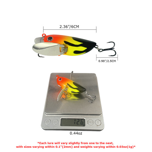 2.36" Topwater Hard Bait Wobbler Bee Popper Fishing Lures HERCULES