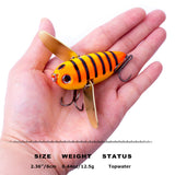 2.36" Topwater Hard Bait Wobbler Bee Popper Fishing Lures HERCULES