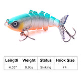 HERCULES 4.33" Multi-jointed Sinking Fishing Lure HERCULES