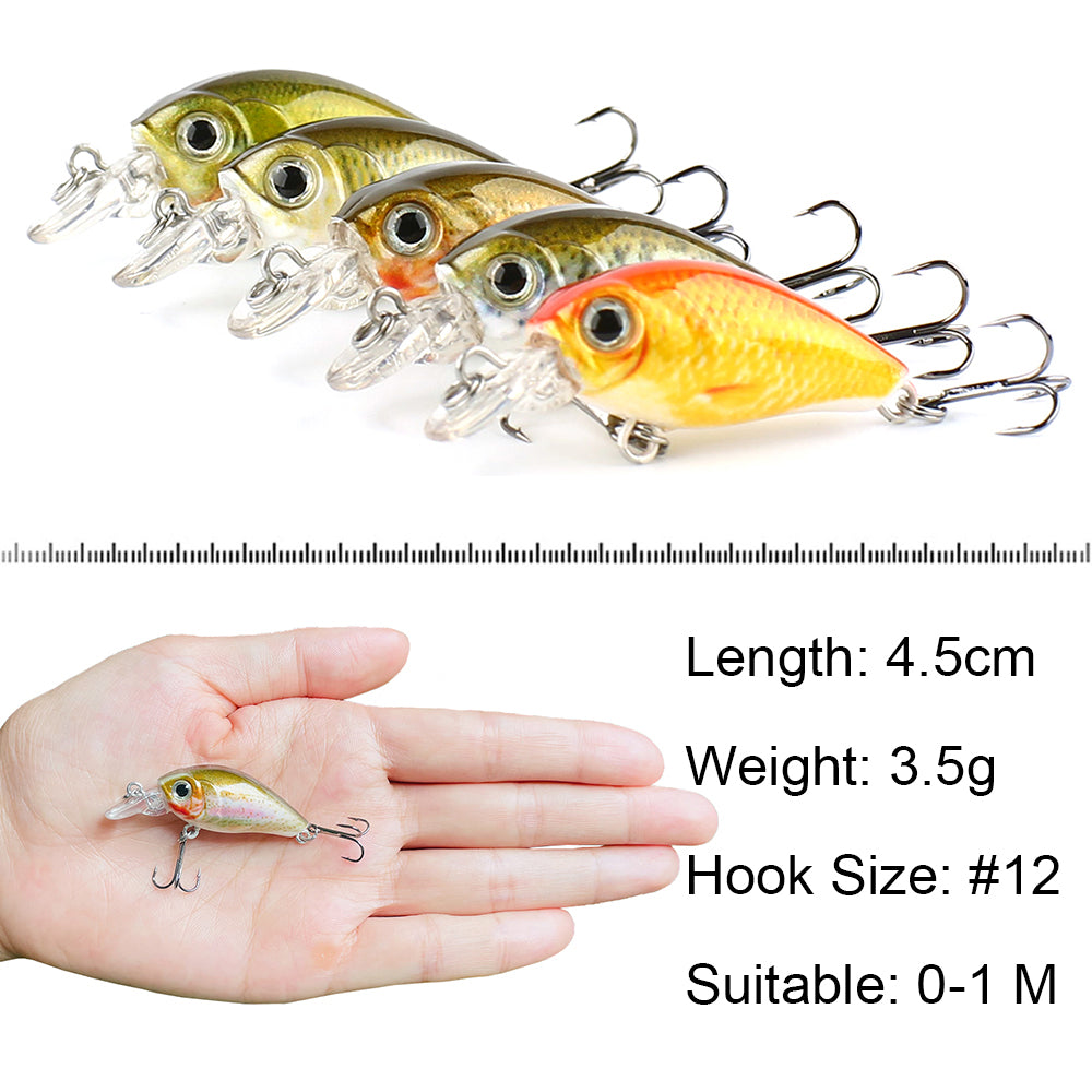 HERCULES Mini Crank Baits 4.5cm 3.5g 5pcs with PP Box HERCULES