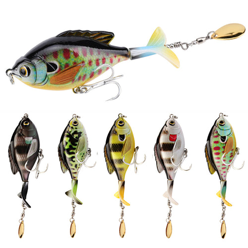 3.74" Topwater Fishing Lure with Rotating Tail and Sequin HERCULES